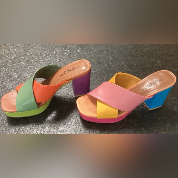 Charlotte Stone Pink and Orange Platform Shoes - Picture 7 of 7